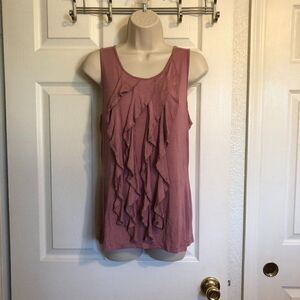 Saks Fifth Avenue Sleeveless Front Ruffle Mauve Top Size Medium